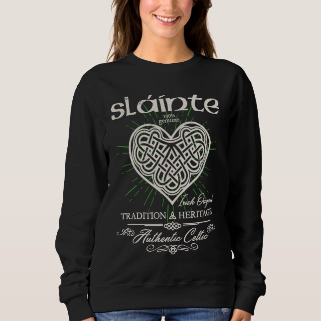 Sudadera Sláinte Celtic Knot Heart St Patrick's Day (Anverso)