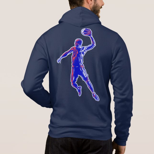 Sudadera Slam Dunk, jugador de baloncesto, diseño rojo y az (Reverso)