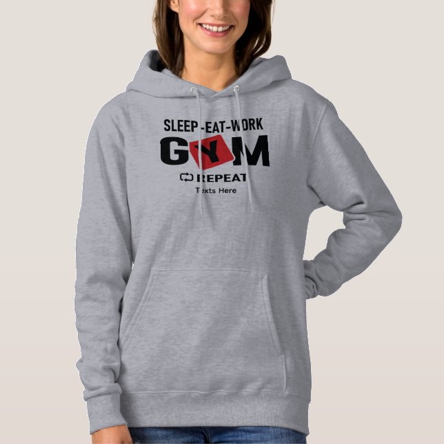 Sudadera Sleep Eat Work Gym Repeat typography design (Anverso)