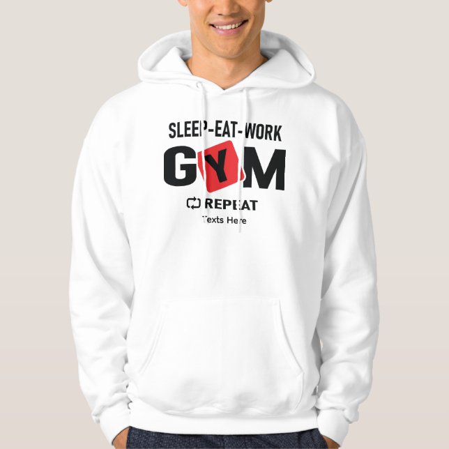 Sudadera Sleep Eat Work Gym Repeat typography design (Anverso)