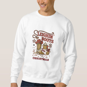 Sudadera Sleighin Boots Este Navidad Funny Cowboy Occidenta