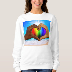Sudadera SlipperyJoe gradiente de corazón de arcoíris vívid