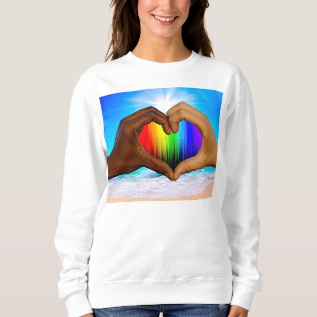 Sudadera SlipperyJoe gradiente de corazón de arcoíris vívid (Anverso)