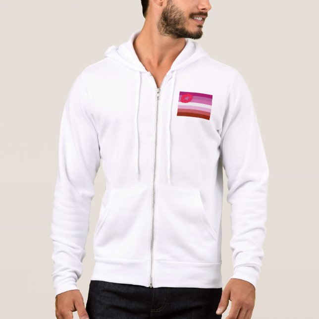 Sudadera SlipperyJoe lápiz labial bandera de orgullo lésbic (Anverso)