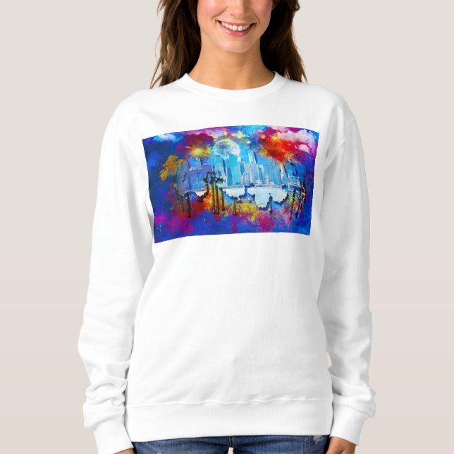 Sudadera SlipperyJoe NYC luna de grafiti rodeada de agitaci (Anverso)