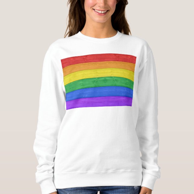 Sudadera SlipperyJoe's clásico arcoíris táctil hecho a mano (Anverso)