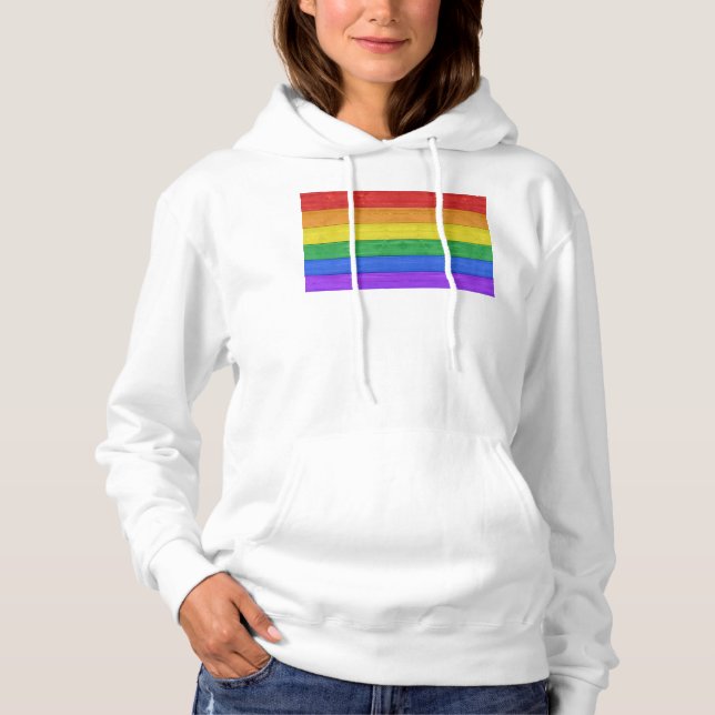 Sudadera SlipperyJoe's clásico arcoíris táctil hecho a mano (Anverso)