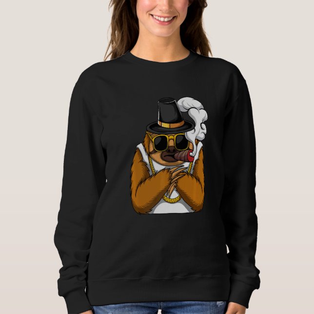 Sudadera Sloth animal smokes cigarettes style a hip hop tha (Anverso)