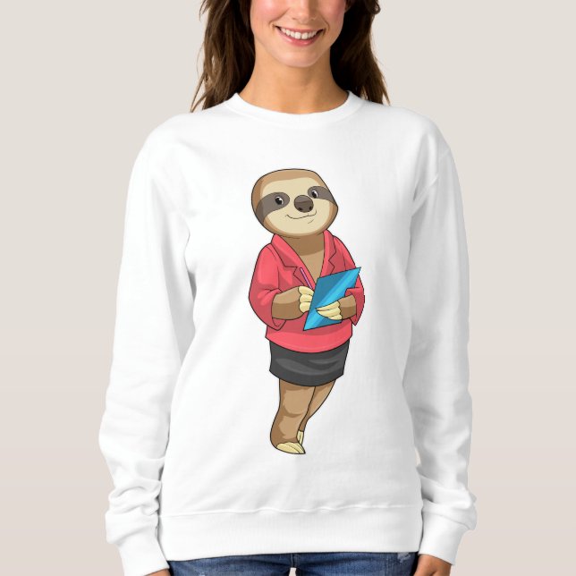 Sudadera Sloth como secretario con Notepad (Anverso)