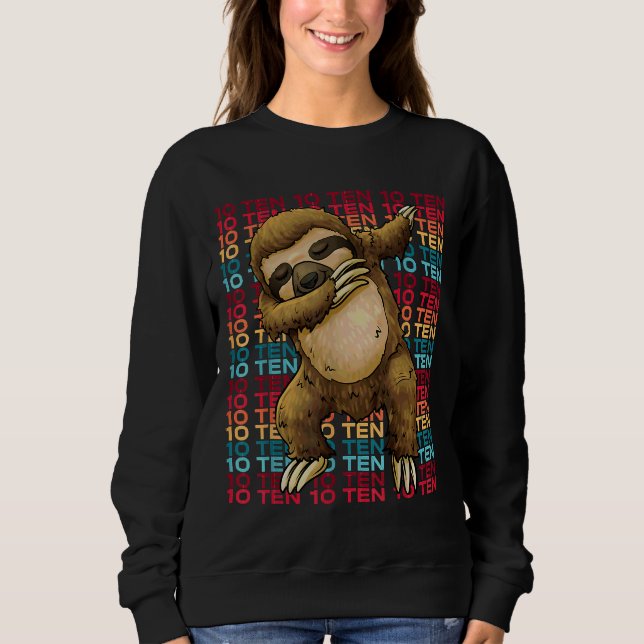 Sudadera Sloth de 10 años Dabbing 10 cumpleaños Sloth Par (Anverso)