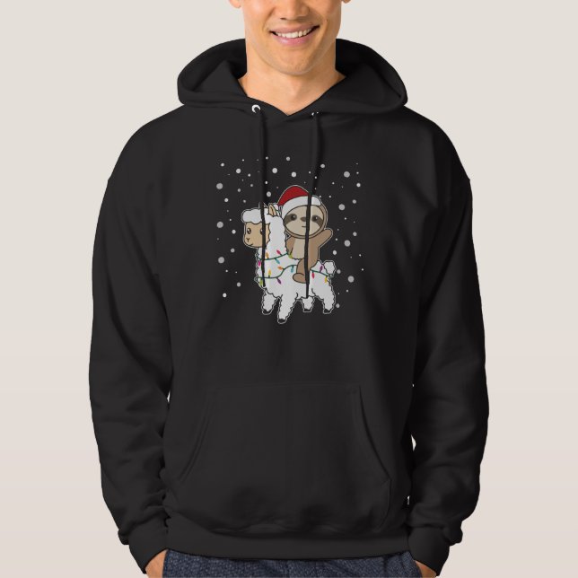 Sudadera Sloth Lama Christmas Snow Winter Animals (Anverso)