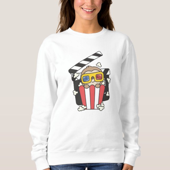 Sudadera Sloth Popcorn Time Animales divertidos comiendo pe (Anverso)