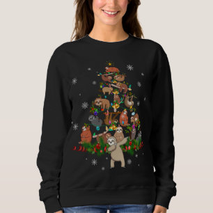 Sudadera Slots Christmas Tree Lights Divertidas Sloths Xmas