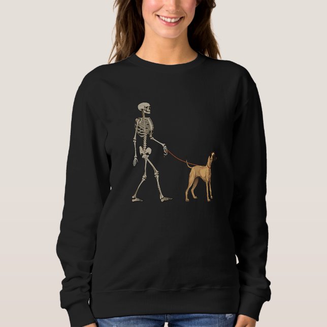 Sudadera Sloughi Skeleton Dog Walking Halloween Dog (Anverso)