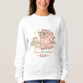 Sudadera Slow Morning Club Hygge Cute Kawaii Kitty Cat Warm
