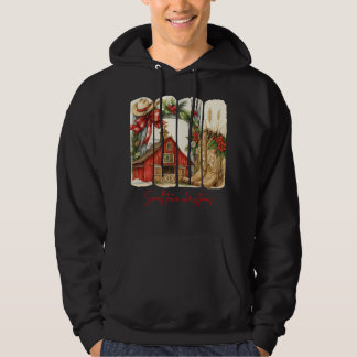 Sudadera Small Town Christmas- Rustic Barn and Cowboy Boots