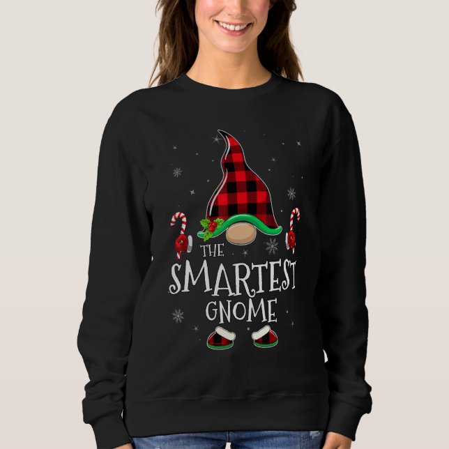 Sudadera Smartest Gnome Buffalo Plaid Matching Family Chris (Anverso)