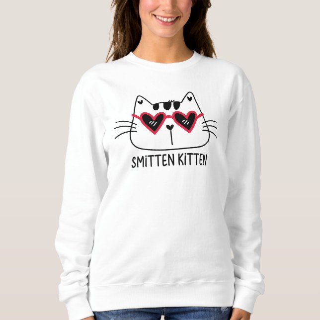 Sudadera Smitten Kitten Valentines gafas de sol de corazón  (Anverso)