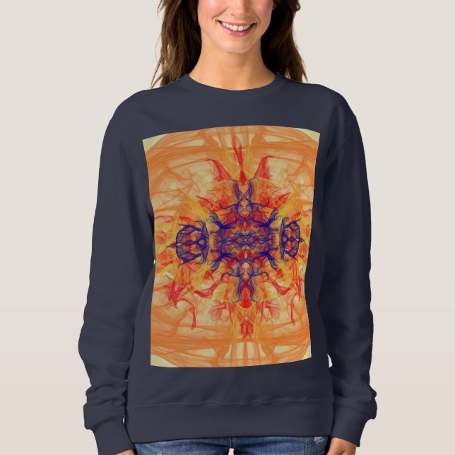Sudadera SMOKE naranja - Arte Fractal - Sweatshirt (Anverso)