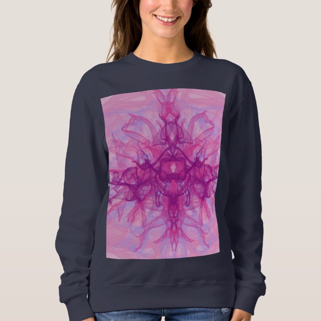 Sudadera SMOKE PINK - Arte fractal moderno y abstracto - (Anverso)