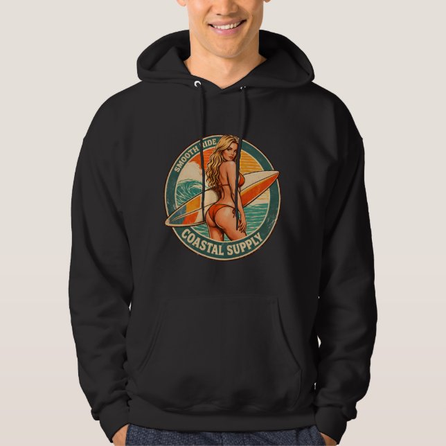 Sudadera Smooth Ride Coastal Supply | Surf Pin-Up Graphic (Anverso)