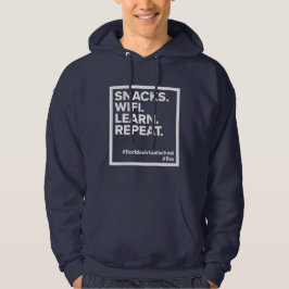 Sudadera Snacks FLVS. Wifi. Aprende. Repite. Navy Hoodie