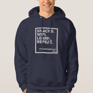 Sudadera Snacks FLVS. Wifi. Aprende. Repite. Navy Hoodie