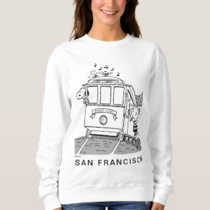 Sudadera Snoopy, Woodstock y Charlie Brown en un tranvía