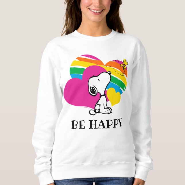 Sudadera Snoopy y Woodstock | Corazones arcoiris (Anverso)
