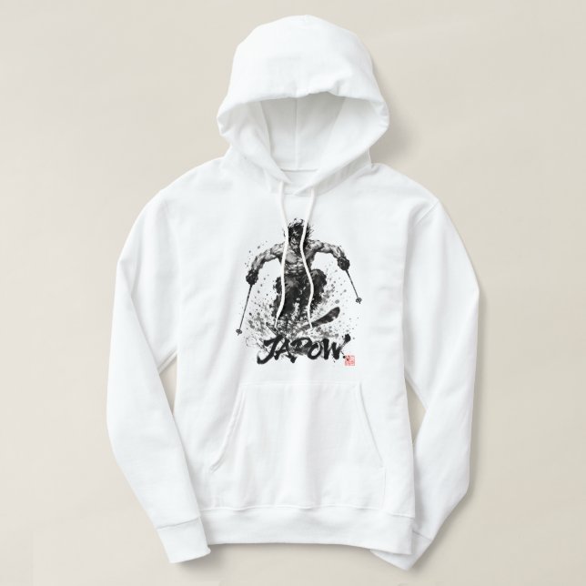 Sudadera Snowboard Brush Art - Standing Samurai Musashi Ski (Diseño del anverso)