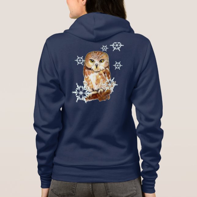 Sudadera Snowflake Cute vio la camiseta de lechuza blanca (Reverso)