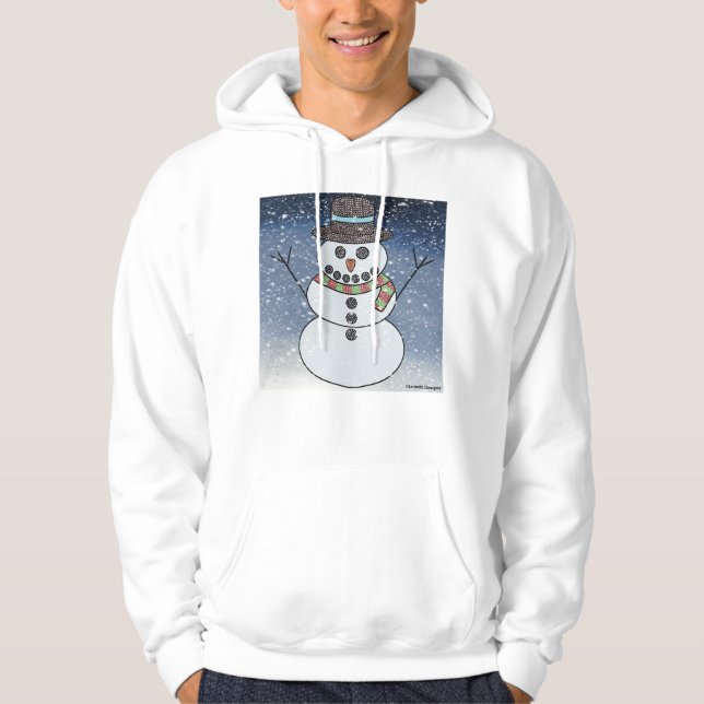 Sudadera Snowman con BG (blanco) - Camisas suaves encapucha (Anverso)