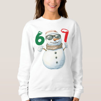 Sudadera Snowman Holding 67 Numbers Graphic