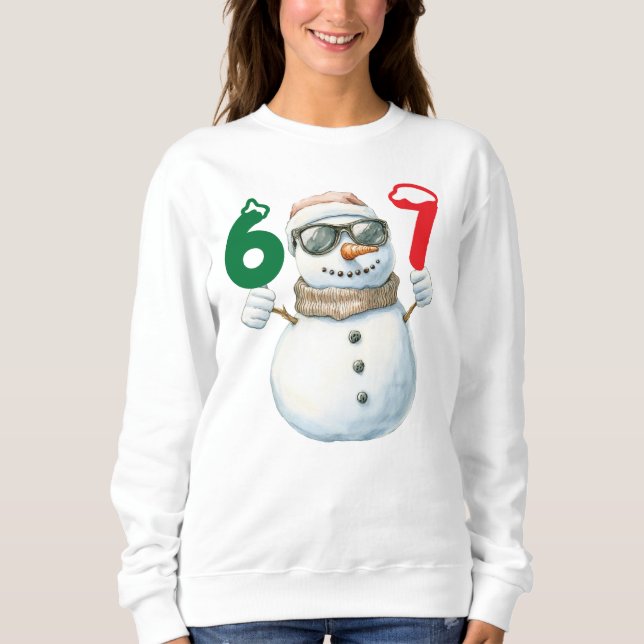 Sudadera Snowman Holding 67 Numbers Graphic  (Anverso)