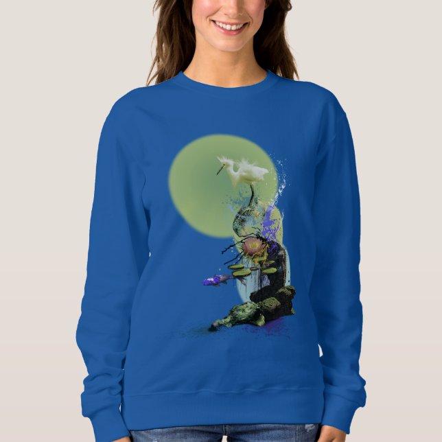 SUDADERA SNOWY EGRET KOI FISH POND SERENITY (Anverso)