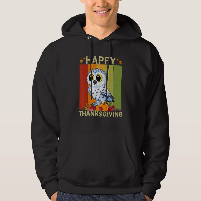 Sudadera Snowy Owl  Retro Graphic Family Matching Thanksgiv (Anverso)