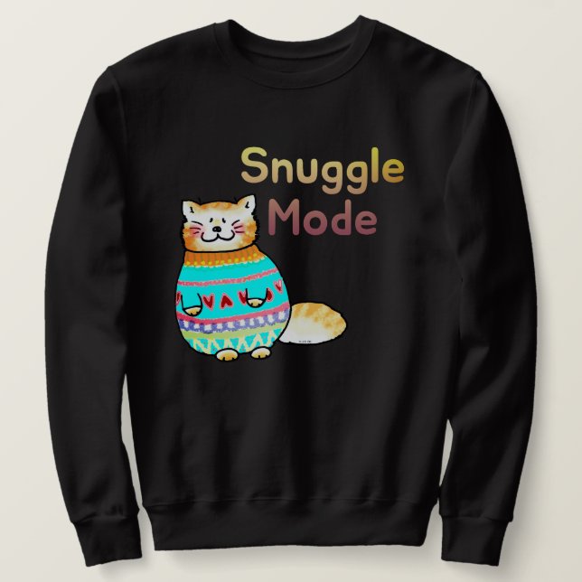 Sudadera Snuggle Mode Cute Ginger Cat (Anverso del diseño)