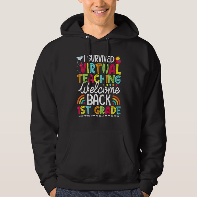 Sudadera Sobreviví a la enseñanza virtual Bienvenida de vue (Anverso)