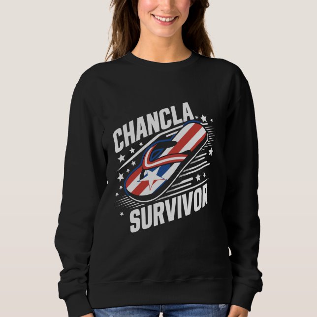 Sudadera Sobreviviente de Chancla Puerto Rico Funny Sp (Anverso)