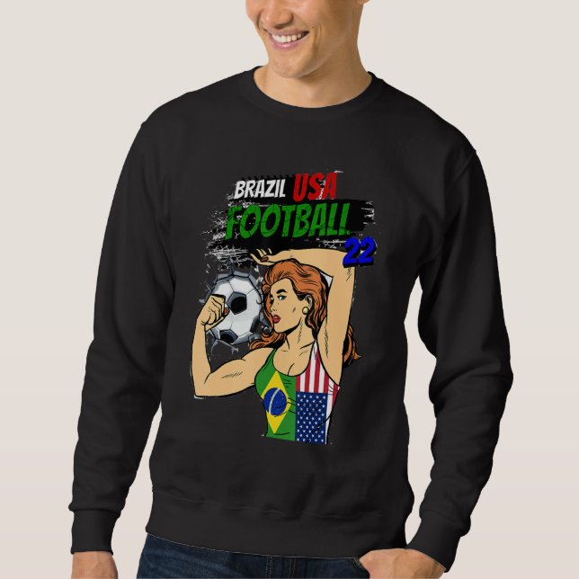 Sudadera Soccer ball women Brazil US flag T-Shirt (Anverso)