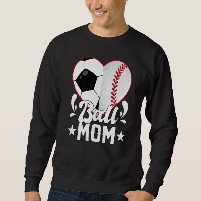 Sudadera Soccer Baseball Softball Mom Ball Mom Heart (Anverso)