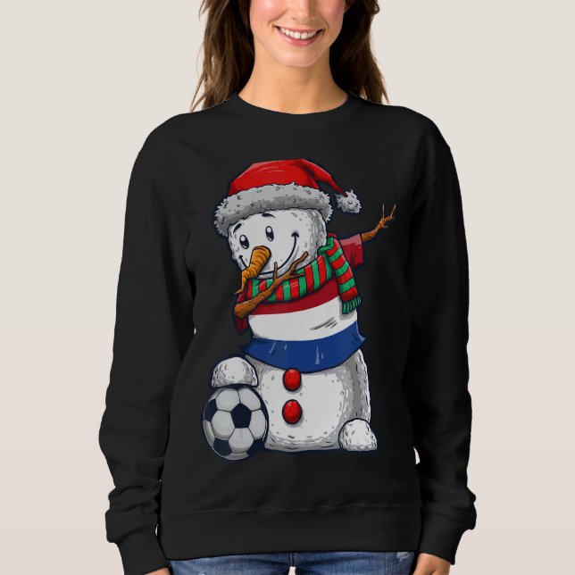 Sudadera Soccer Boy Dabbing Snowman Christmas Netherlands F (Anverso)