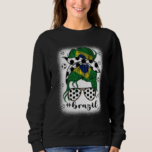 Sudadera Soccer Brazil Football Fans Brazilian Girl Mom Mes (Anverso)