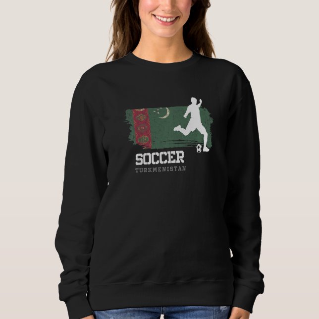 Sudadera Soccer Turkmenistan Flag Football Team Soccer Play (Anverso)