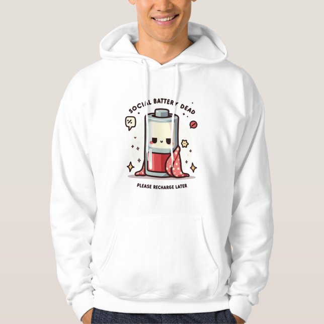 Sudadera Social Battery Dead Hoodie Funny Introvert Saying (Anverso)