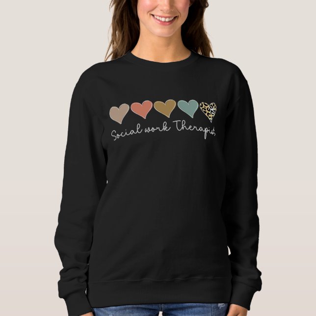 Sudadera Social work Therapist Leopard Heart valentine's Da (Anverso)