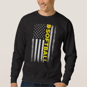 Sudadera Softball Dad Mom Children Eeuu American Flag Vin