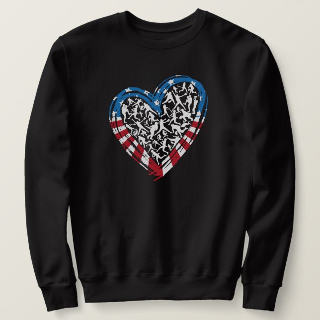 Sudadera Softball de béisbol - Corazón de la bandera estado (Anverso del diseño)