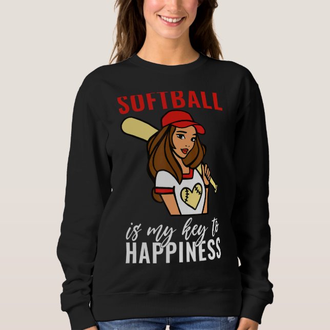 Sudadera Softball is my Key to Happiness   Softball (Anverso)