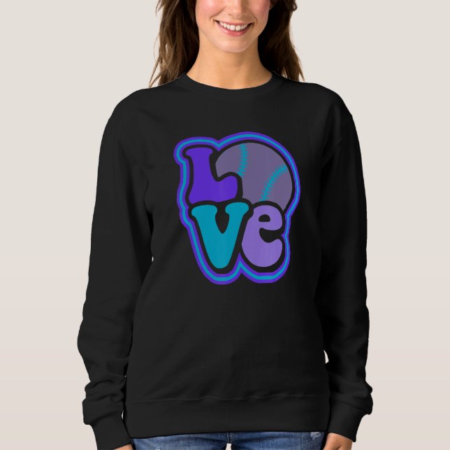 Sudadera Softball Love for Teen Girls & Women Blue & Purple (Anverso)